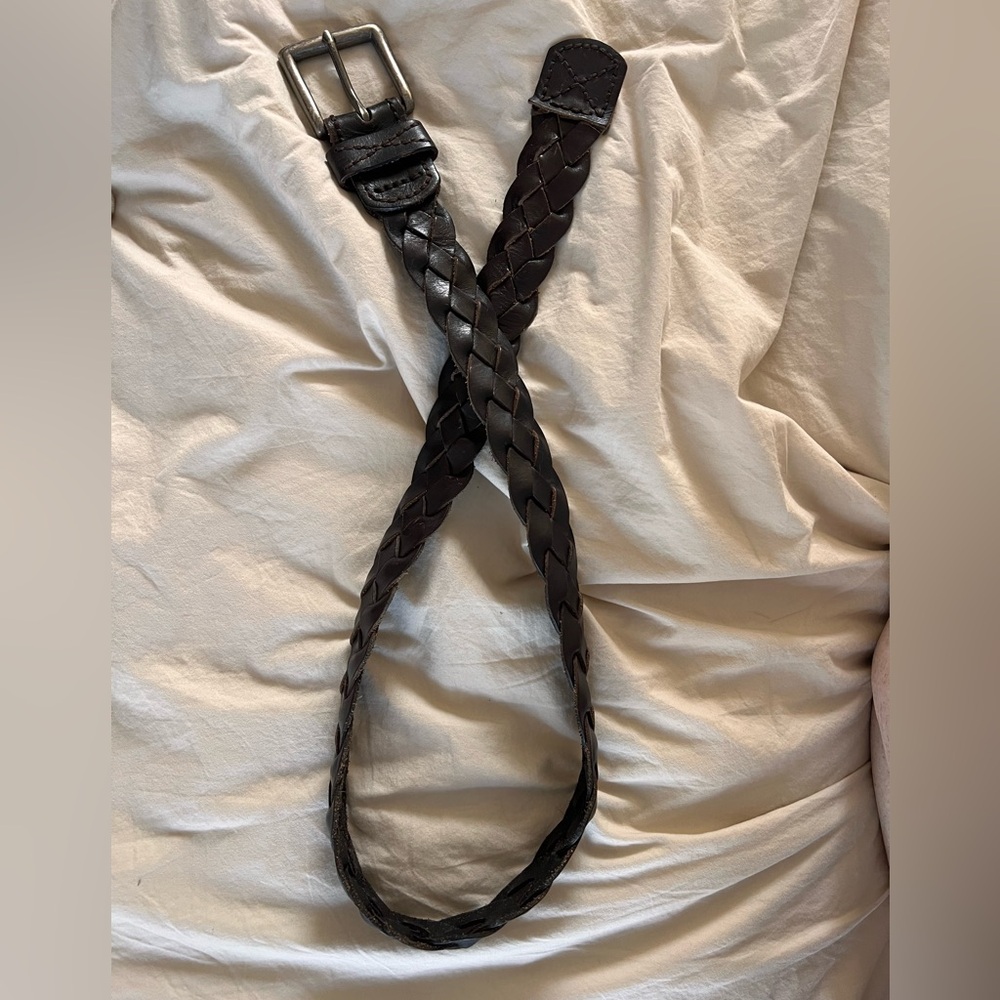 Genuine Leather Braided Brown Belt